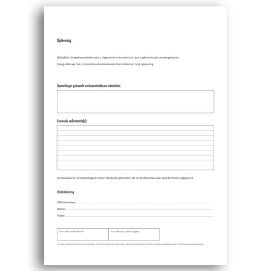 Klussenier Opleverbon